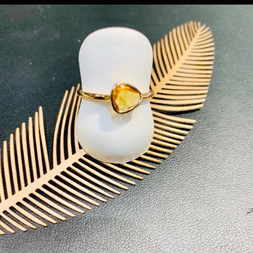 18k Gold Bezel Set Teardrop Yellow Sapphire Ring